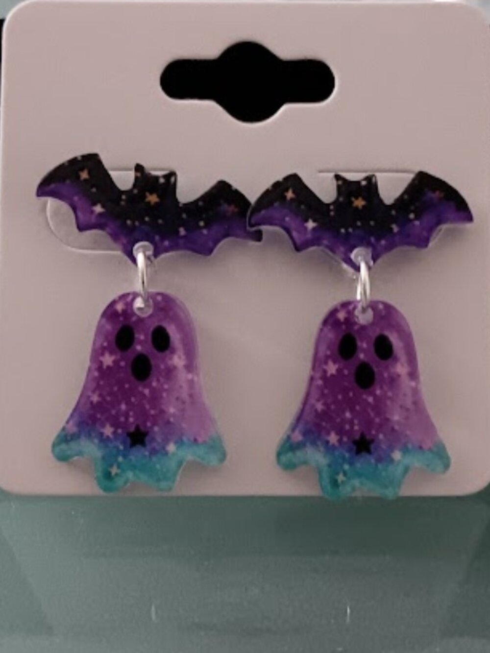 DESIGNER Halloween Bat Ghost Stars Acrylic Drop Earrings**NEW!